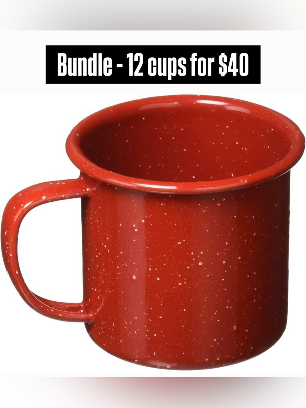 BRAND NEW GSI 12 fl oz Enamelware Cups (Red speckled & Black speckled available)